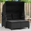 vidaXL Gartensofa 2-Sitzer mit Dach und Hockern Schwarz Produktbild-Vorschau 1