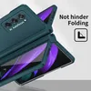 A teal-colored phone case for a foldable phone is shown in two pieces, demonstrating its design. Produktbild-Vorschau