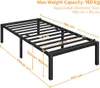A diagram of a black metal bed frame with dimensions and weight capacity indicated. Produktbild-Vorschau