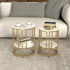 HOMCOM Couchtisch rund 2er Set Beistelltisch mit Ablage Produktbild-Vorschau 2