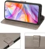 A collage of images showing a gray flip phone case for a ZTE Blade V70 Vita. Produktbild-Vorschau
