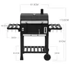 A diagram of a black charcoal grill with dimensions indicated by lines and text. Produktbild-Vorschau