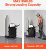 A split image showing a welding cart with a gas cylinder. The left side shows the cart in a static position, and the right side shows a person pushing the cart. Produktbild-Vorschau