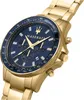 A close-up, angled shot of a gold Maserati watch with a blue face. Produktbild-Vorschau