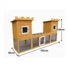 A wooden animal enclosure designed to look like a castle, with dimensions indicated. Produktbild-Vorschau
