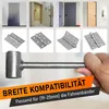 A collage of doors and door hinges, with a tool for adjusting hinges in the foreground. Produktbild-Vorschau