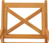 A close-up view of the backrest of a wooden chair, showing the X-shaped design. Produktbild-Vorschau