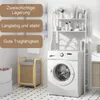 A laundry shelf is shown next to a washing machine, with storage baskets in the foreground. Produktbild-Vorschau