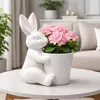 Keramik Hase mit Topf Weiß 20cm – Blumentopf & Osterdeko Produktbild-Vorschau 2