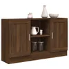 A brown wooden sideboard with doors and shelves, decorated with jars, a pitcher, and two small containers. Podgląd zdjęcia produktu