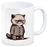Grimmige Katze im Schlafanzug Kaffeebecher Produktbild-Vorschau 1