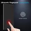 A hand is shown pressing on a smartphone screen, with a fingerprint icon and text indicating screen unlock. Anteprima dell’immagine prodotto