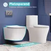 A comparison of a wall-mounted toilet and a floor-standing toilet in a modern bathroom setting. Náhled obrázku produktu