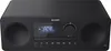 A black Sharp all-in-one hi-fi system is shown from the front on a white background. Voir les images du produit