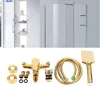 A bathroom shower fixture set displayed against a neutral background, with a separate image of a shower enclosure in the background. Podgląd zdjęcia produktu