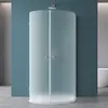 A modern bathroom with a frosted glass shower enclosure. Produktbild-Vorschau