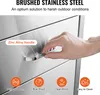 Close-up view of a hand opening a brushed stainless steel drawer on an outdoor kitchen appliance, with feature callouts. Náhled obrázku produktu