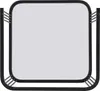 A square mirror with a black metal frame is shown against a light gray background. Voir les images du produit