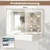 A bathroom mirror with LED lighting and a shelf unit in the background. Náhled obrázku produktu