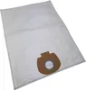 A white vacuum cleaner bag with a brown cardboard attachment for the vacuum cleaner hose. Produktbild-Vorschau