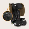 A black and brown child car seat is shown against a light beige background. A circular inset highlights a detail of the car seat with the brand name 'lionelo' visible. Produktbild-Vorschau