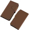 Two brown leather phone cases are shown on a white background. Produktbild-Vorschau