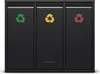 A three-compartment trash bin with recycling symbols on each compartment. Náhľad obrázku produktu