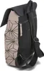 A side view of a beige and black backpack with a geometric pattern. Produktbild-Vorschau