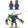 Two LEGO minifigures are shown above a larger LEGO mech suit, with an arrow indicating the minifigure is placed into the mech. Produktbild-Vorschau