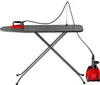 A red and gray ironing station with a steam generator is displayed on a white background. Produktbild-Vorschau