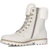 A white winter boot with fur trim and laces is shown against a white background. Produktbild-Vorschau