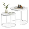 Tavolino rotondo 2 pezzi marmo bianco gambe 53/43 cm set da Anteprima dell’immagine prodotto 4