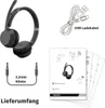 A collage of product images and instructional diagrams for a GEQUDIO headset. Produktbild-Vorschau