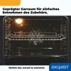 Interior view of a black oven with a metal rack and a light on. Produktbild-Vorschau