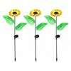 Three solar-powered sunflower garden stakes are displayed against a white background. Produktbild-Vorschau
