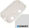A white plastic plate with multiple circular openings and raised edges, shown from a diagonal angle against a white and light gray background. The GEBERIT logo is visible in the bottom right corner. Produktbild-Vorschau