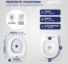 Diagram showing dimensions and shapes for a toilet seat. Produktbild-Vorschau