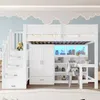 Hochbett 90x200 cm mit Schreibtisch, Kleiderschrank, Regal, Produktbild-Vorschau 2