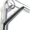A close-up view of a corner of a clear plastic enclosure with a dark green insert. Produktbild-Vorschau