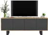 A TV stand with a television on top, and decorative items on the side. Produktbild-Vorschau