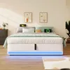 A modern bedroom with a bed as the main focus, featuring integrated LED lighting and charging stations. Produktbild-Vorschau