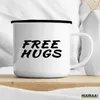 Huuraa Emaille Tasse Free Hugs Schriftzug 300ml Vintage Produktbild-Vorschau 3