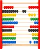 A wooden abacus with colorful beads on a white background. Produktbild-Vorschau