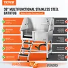 A marketing image showcasing a stainless steel bathtub for pets, highlighting its features and comparing it to other products. Podgląd zdjęcia produktu