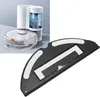 A collage showing a robotic vacuum cleaner with its docking station and a close-up of a mop holder accessory. Produktbild-Vorschau