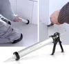 A collage showing a person using a caulking gun and a close-up of the caulking gun. Podgląd zdjęcia produktu