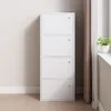 A white four-door cabinet is shown against a light gray wall with a wooden floor. Náhled obrázku produktu