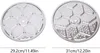 Two round metal steamer inserts are shown side-by-side with dimensions indicated below each. Podgląd zdjęcia produktu