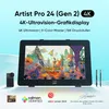A digital drawing tablet and accessories are displayed against a light blue background with promotional text and logos. Podgląd zdjęcia produktu