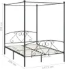 vidaXL Rám postele s baldachýnom Grey Metal 140 x 200 cm Náhľad obrázku produktu 4
